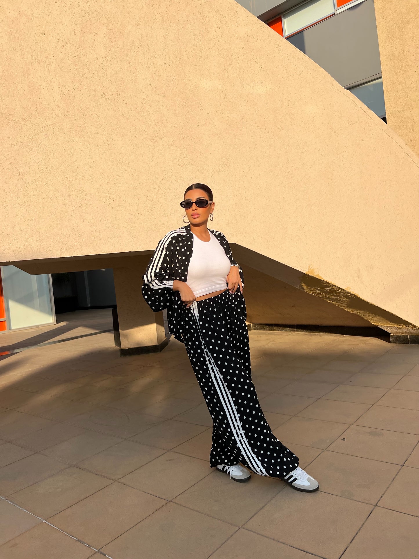 Sporty Chic Polka Dot Set Black