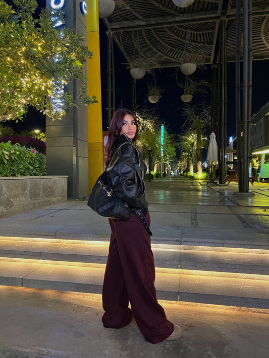 Wool-Textured Pants Maroon