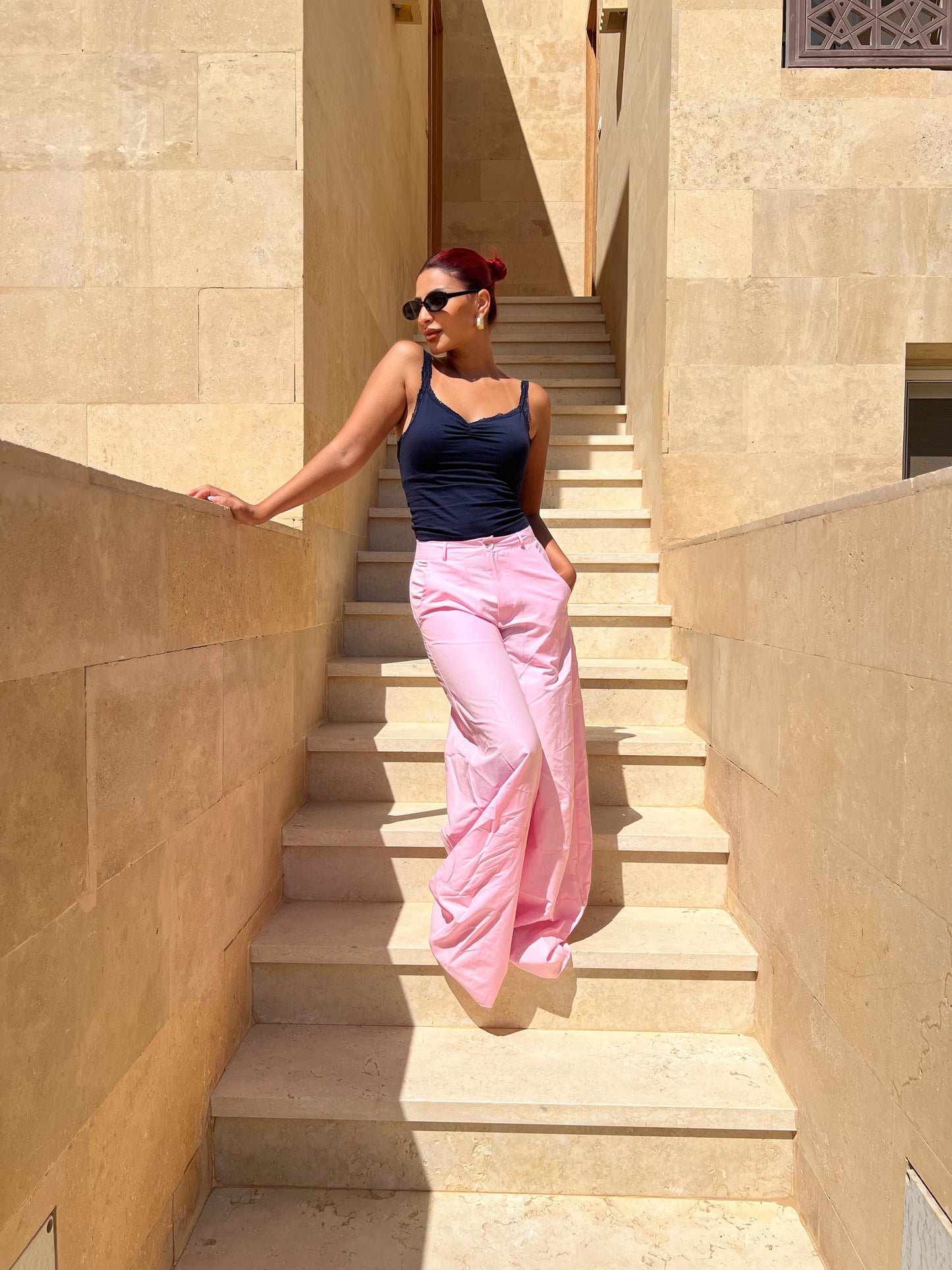 Baby Pink Wide Leg Cargo Pants