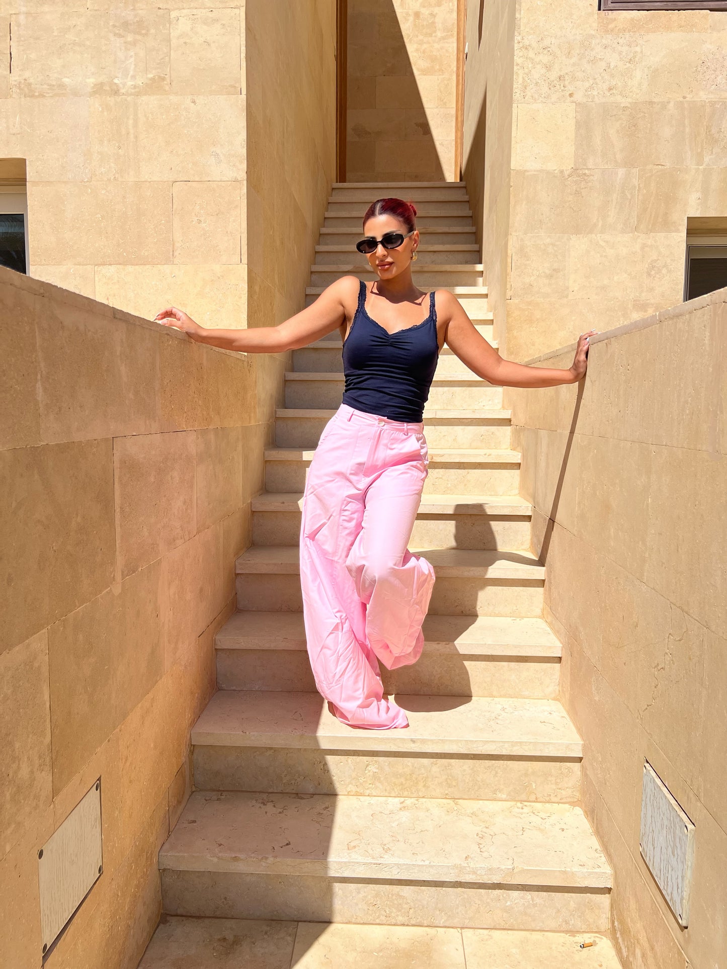 Baby Pink Wide Leg Cargo Pants