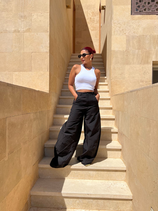 Black Wide Leg Cargo Pants
