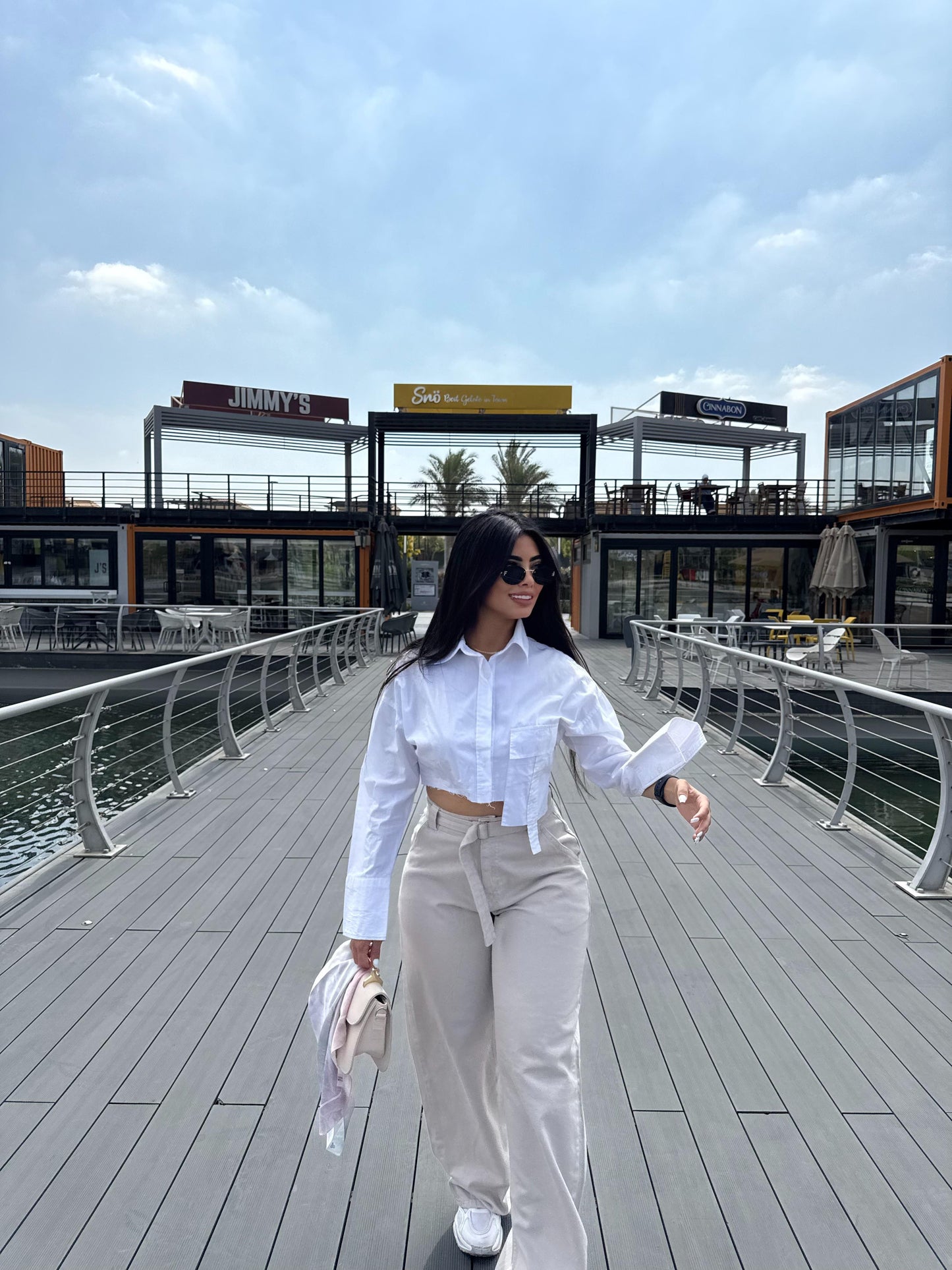 ” Beige Belted Baggy Pants”