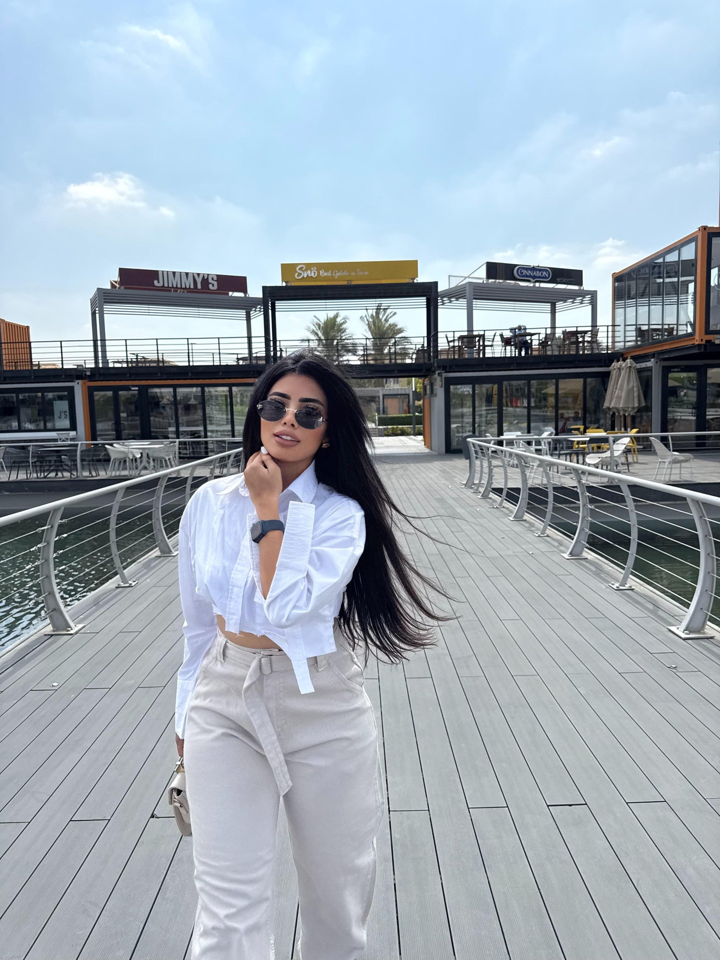 ” Beige Belted Baggy Pants”