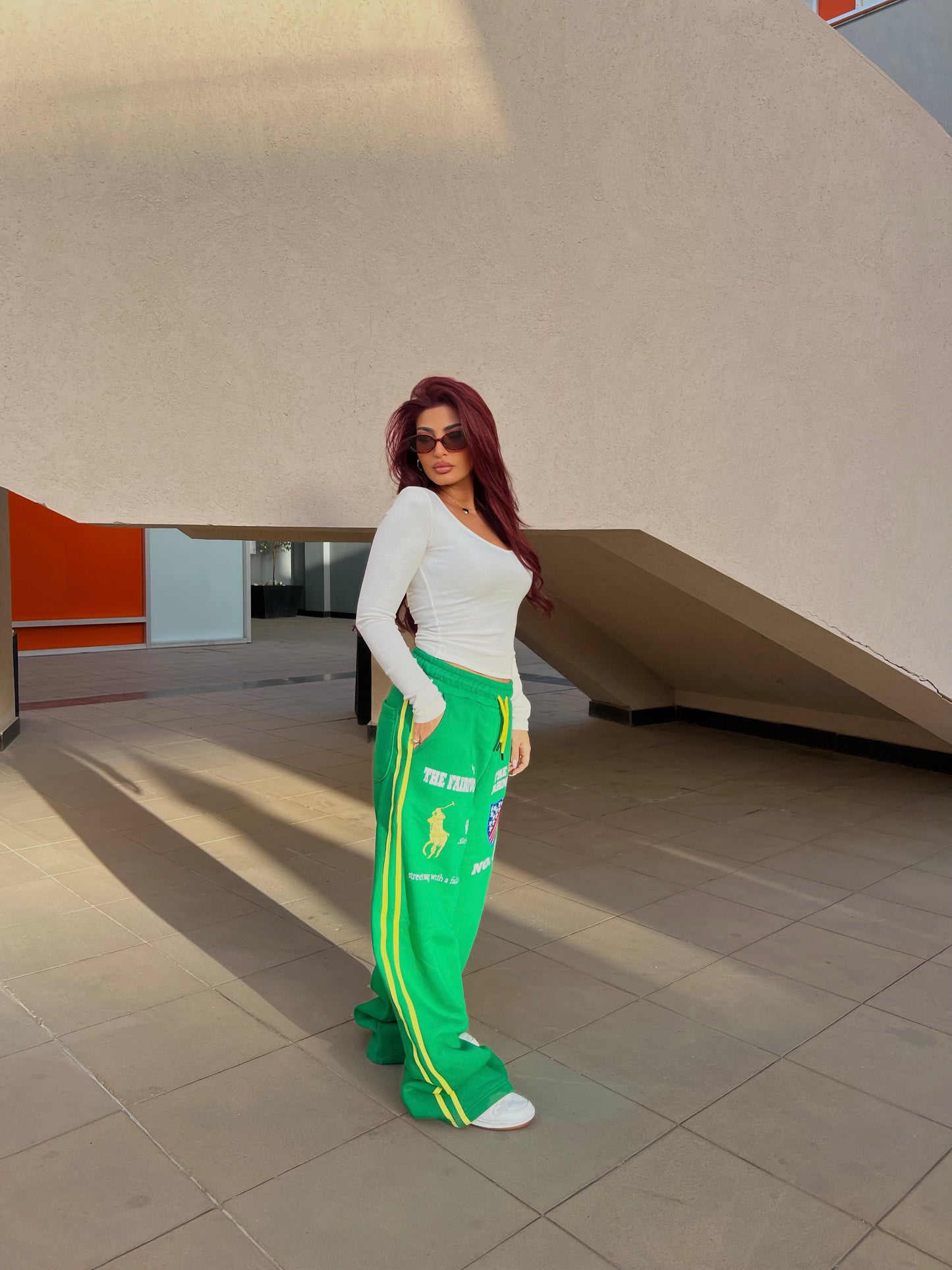 Polo Print Melton Pants Green