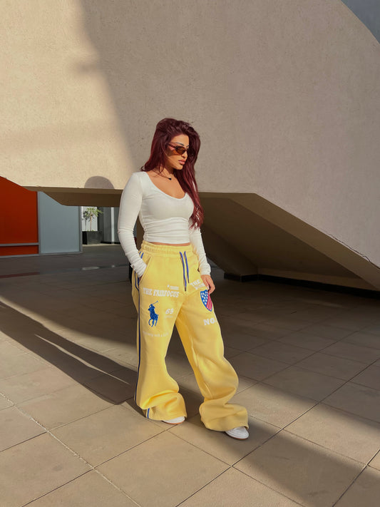 Polo Print Melton Pants yellow