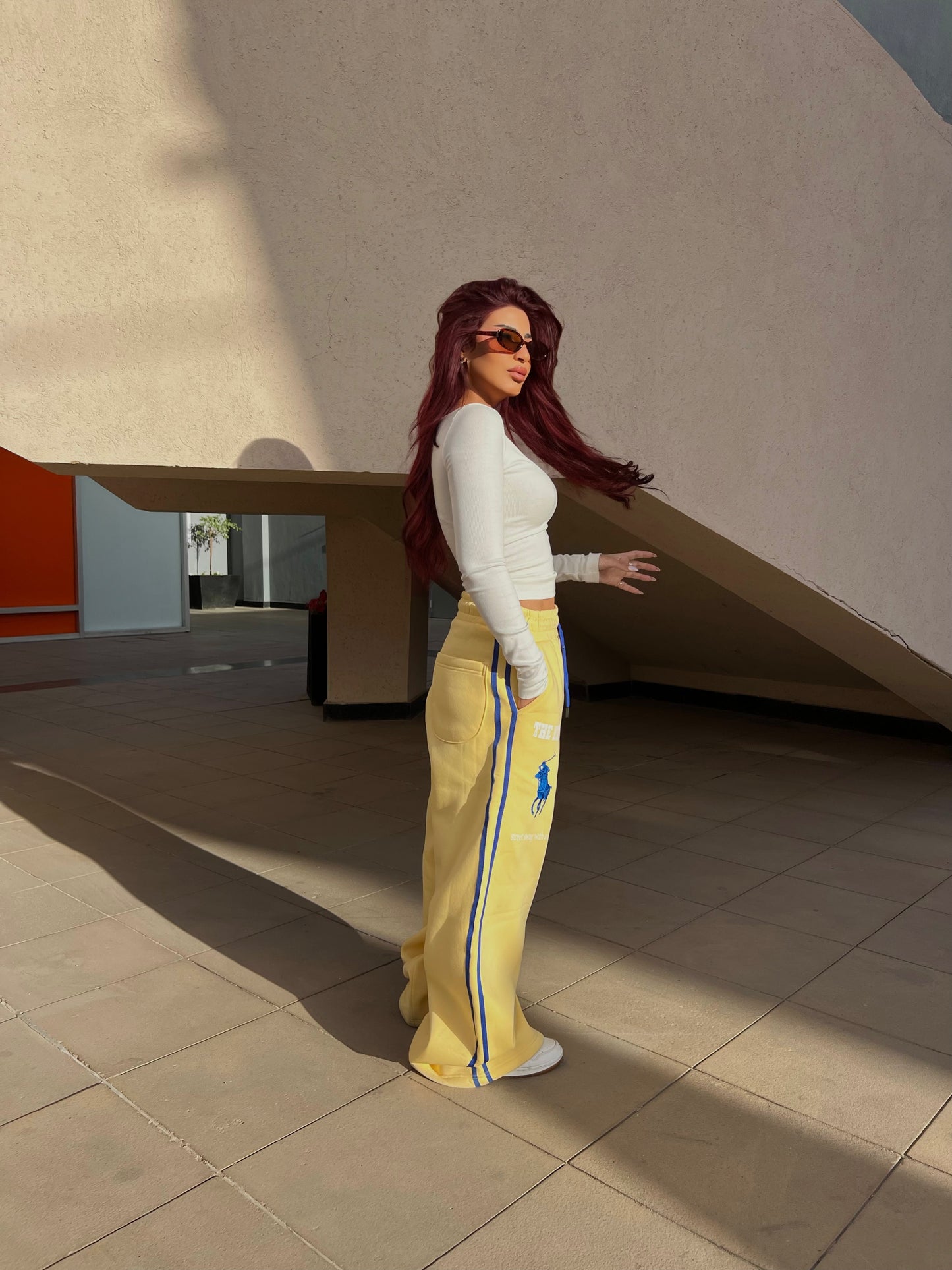 Polo Print Melton Pants yellow