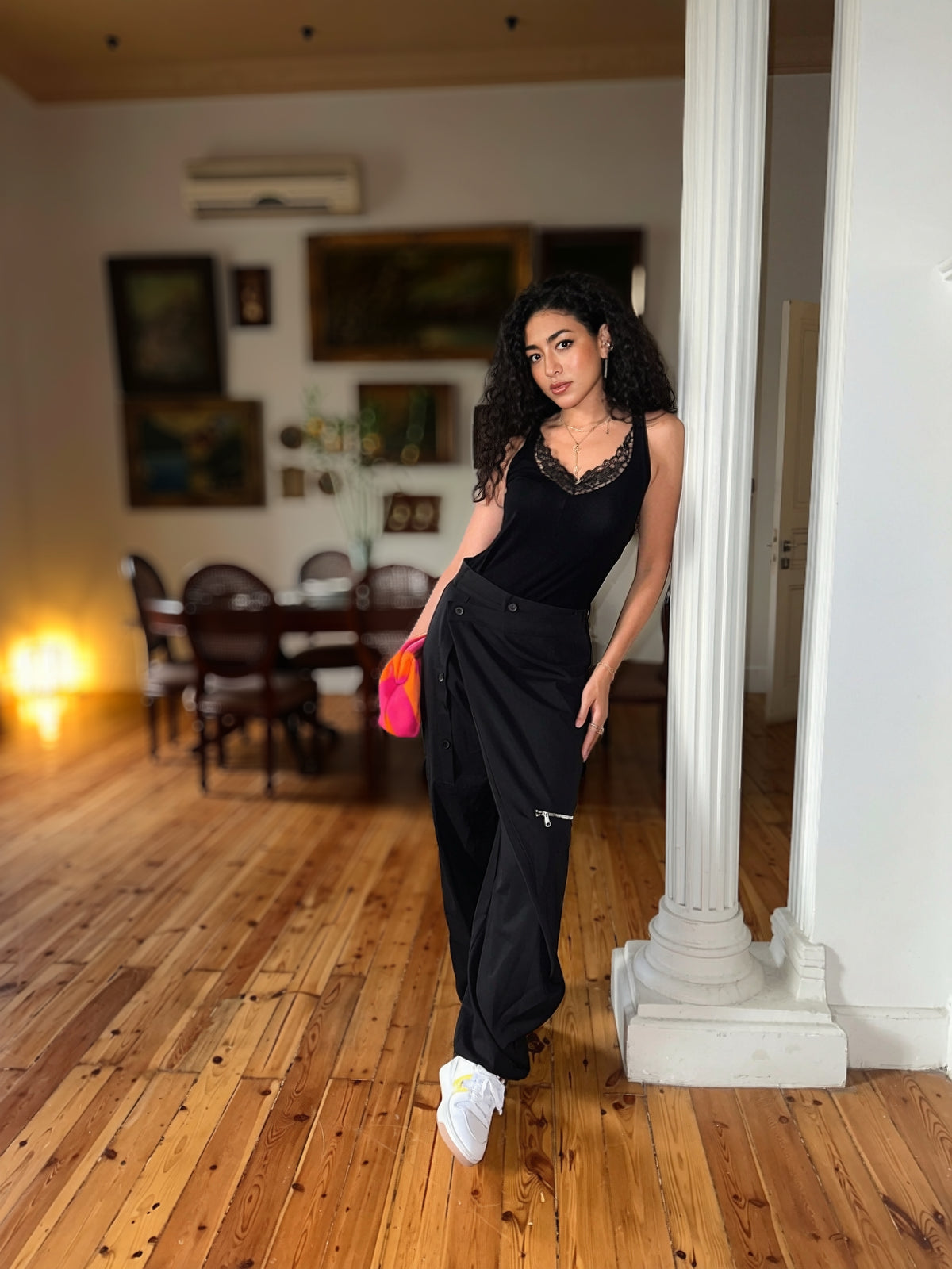 Parachute cargo pants with zipper