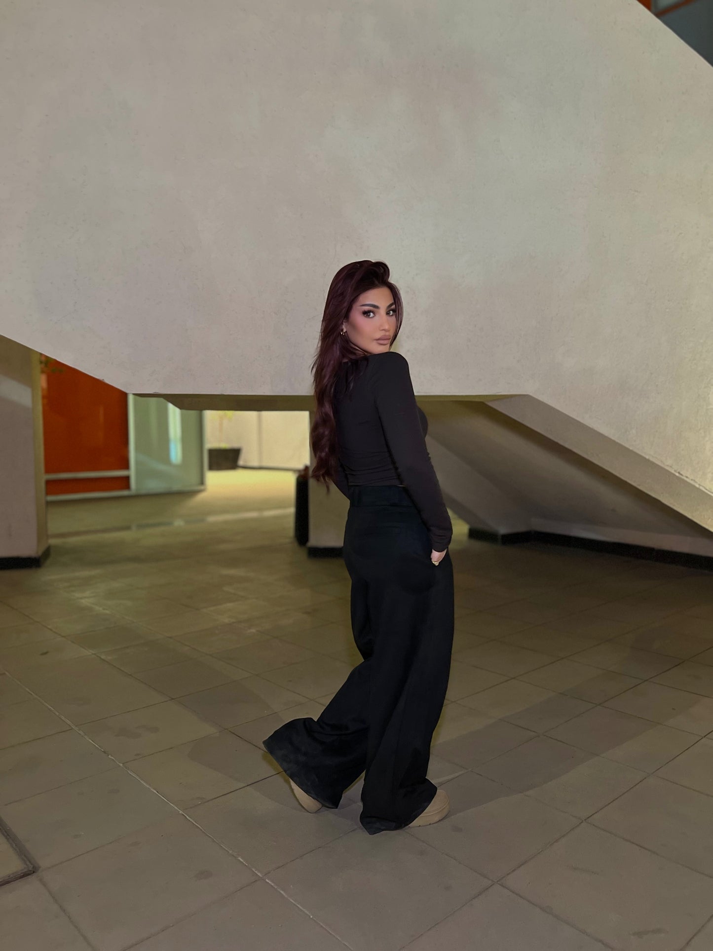 Suede Wide-Leg Pants Black