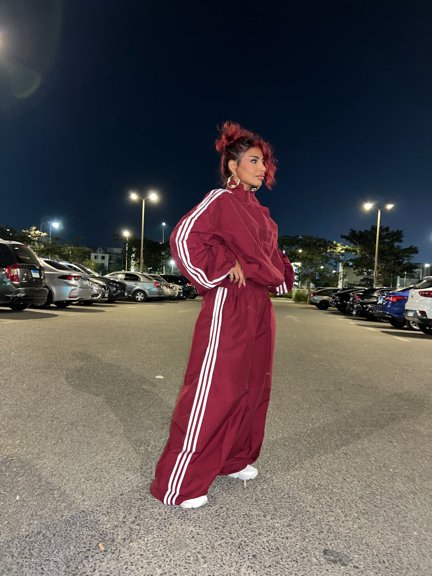 3-stripe Tracksuit set Burgandy