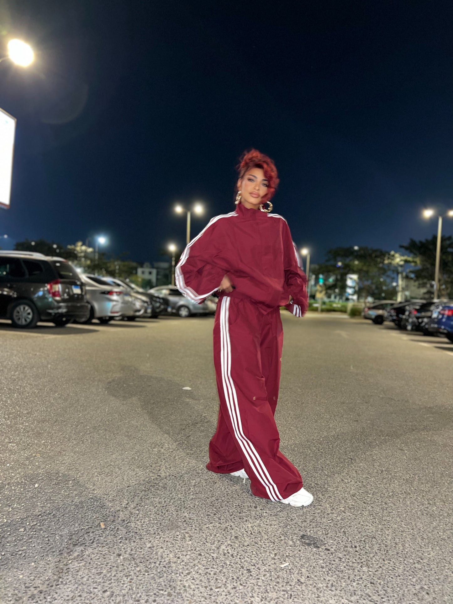 3-stripe Tracksuit set Burgandy