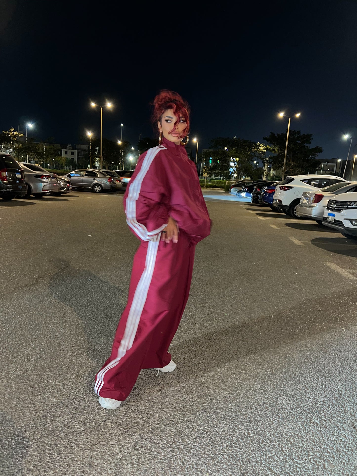 3-stripe Tracksuit set Burgandy