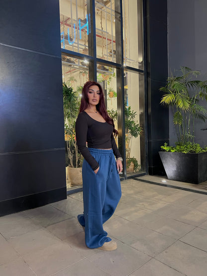 Baggy Balloon Melton Pants Blue