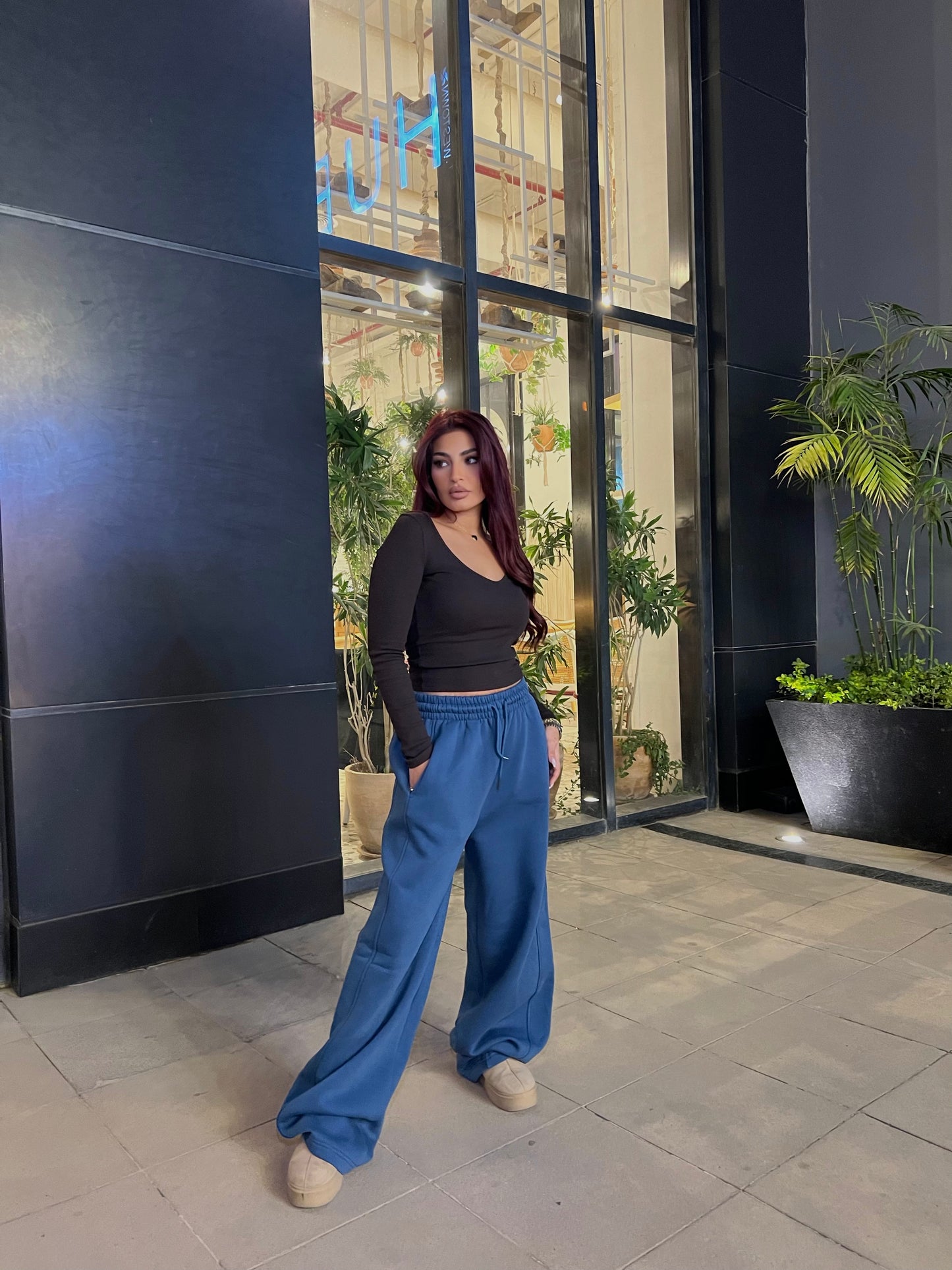 Baggy Balloon Melton Pants Blue