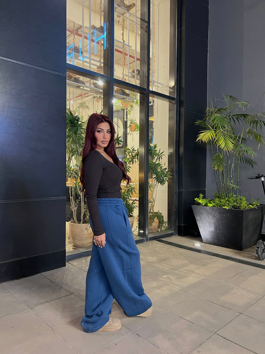 Baggy Balloon Melton Pants Blue