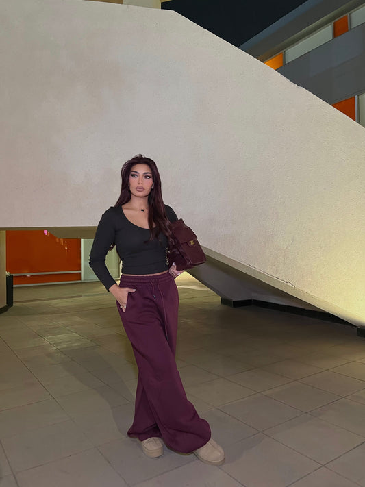 Baggy Balloon Melton Pants Ruby