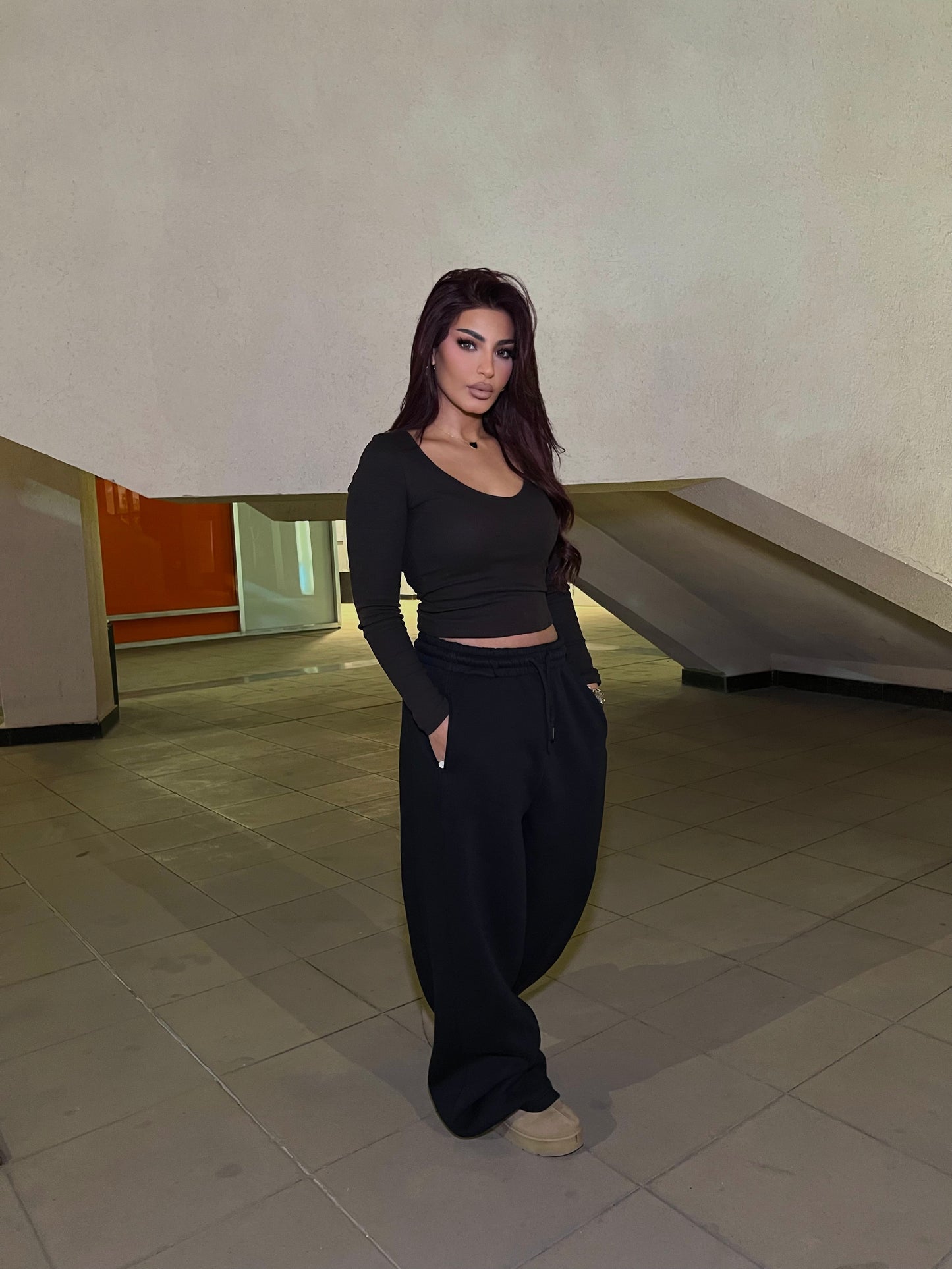 Baggy Balloon Melton Pants Black