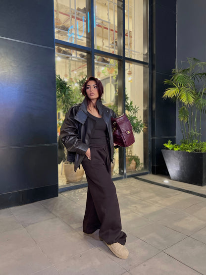 Baggy Balloon Melton Pants Black