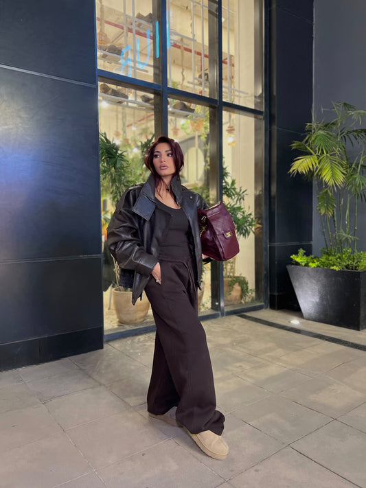 Baggy Balloon Melton Pants Brown