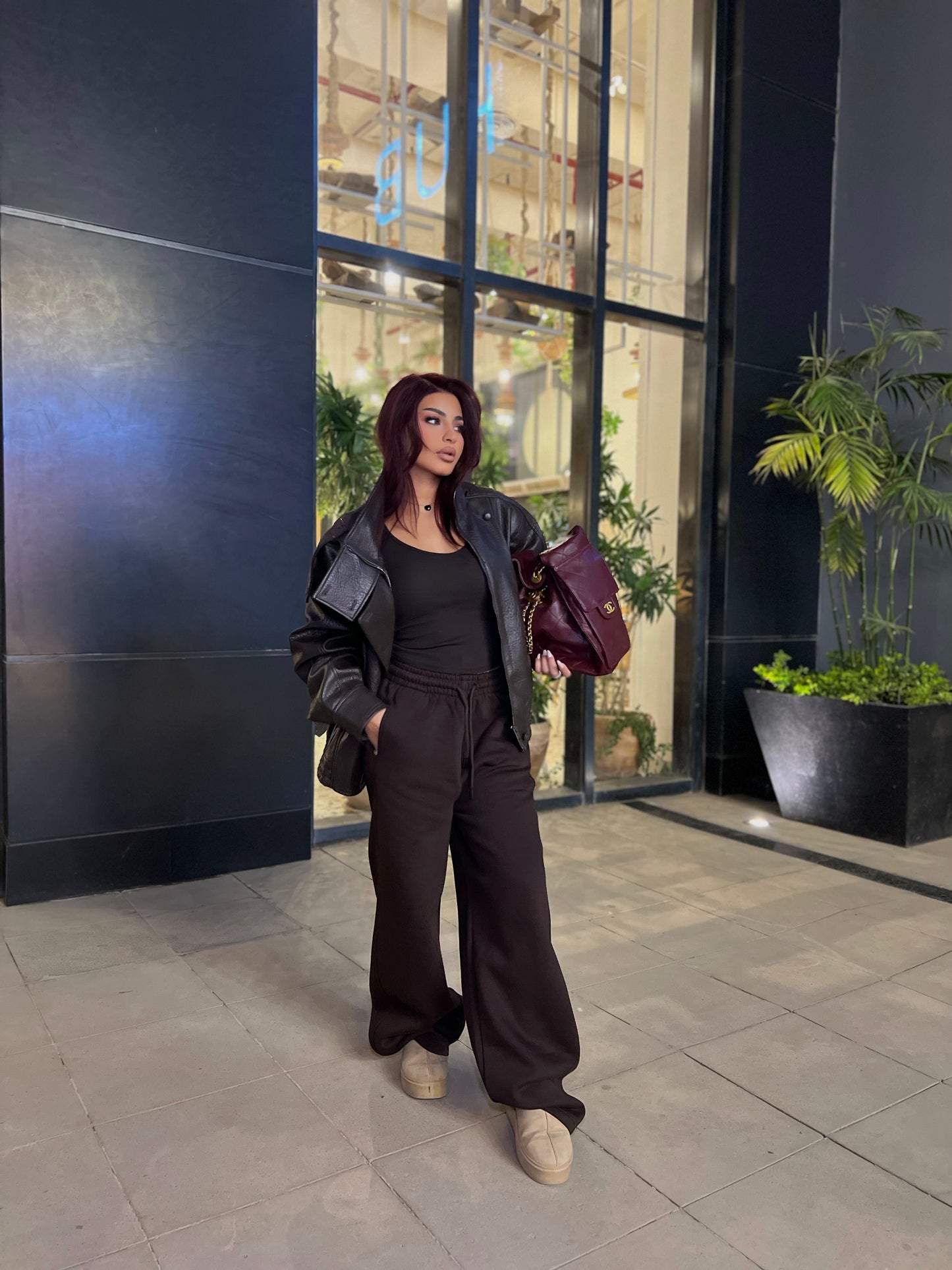 Baggy Balloon Melton Pants Black