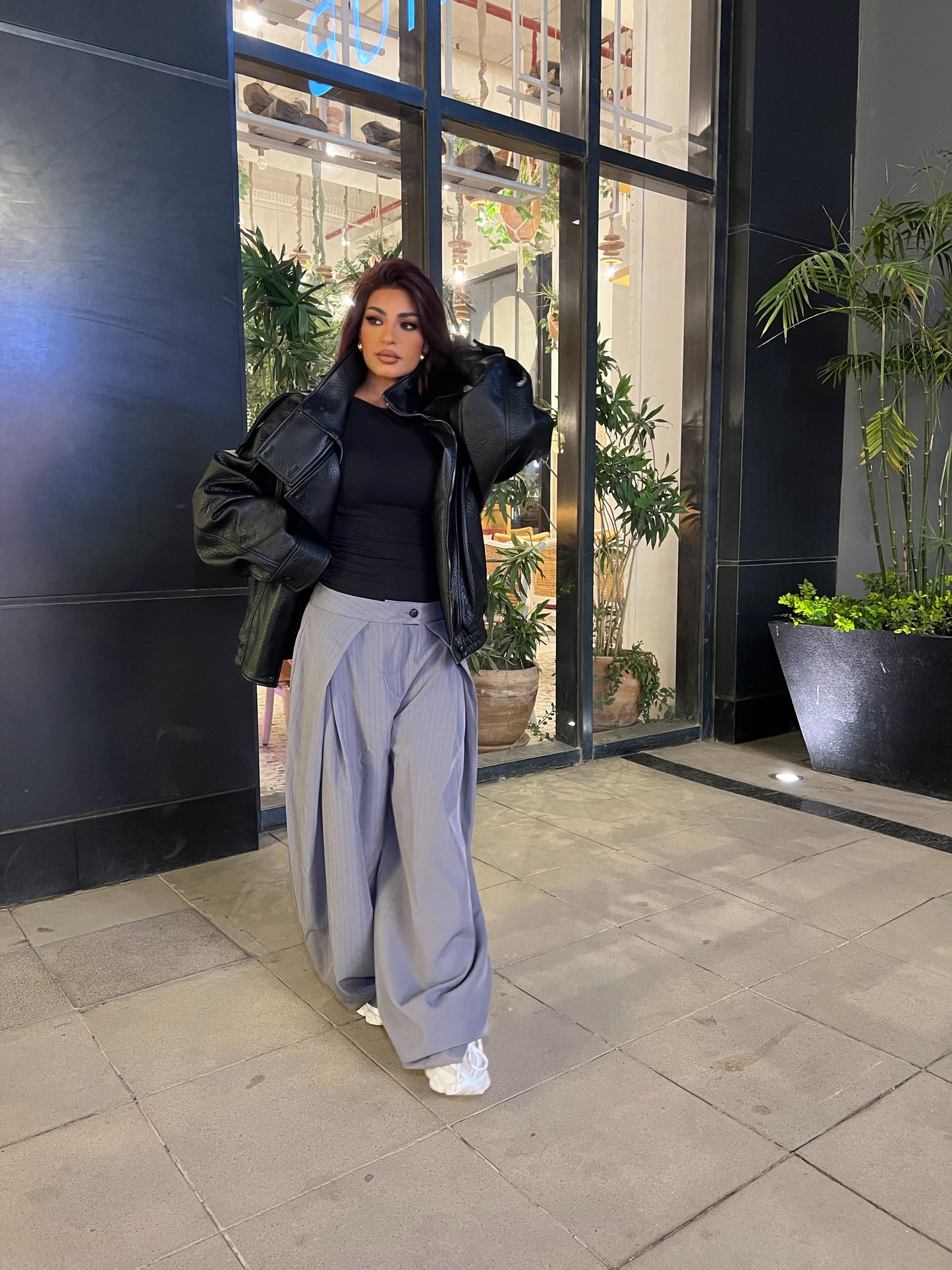 Double layer Striped Grey