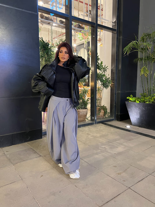 Double layer Striped Grey