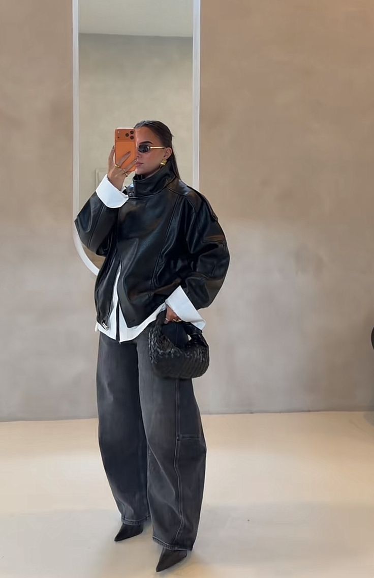 High Neck Faux Leather Jacket