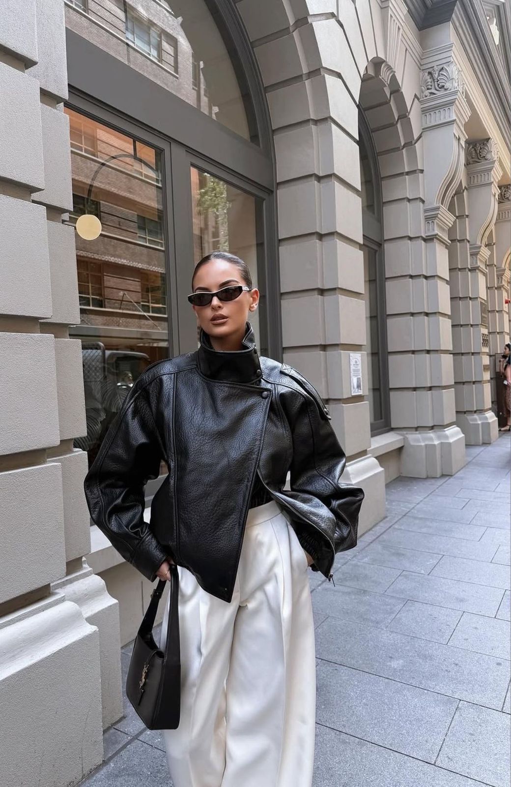 High Neck Faux Leather Jacket