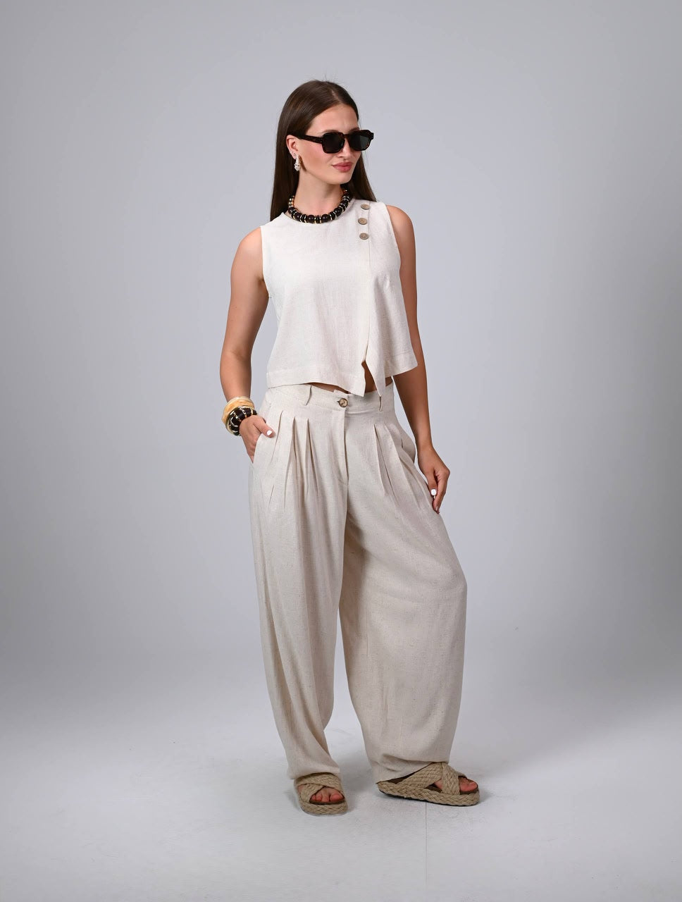 Terra Linen Pants Off white