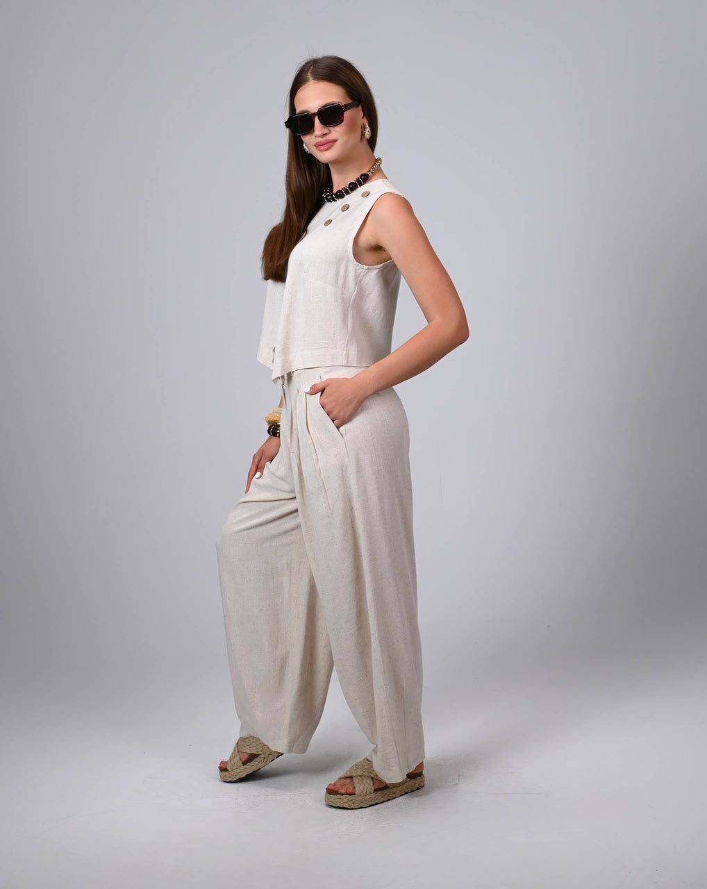 Terra Linen Pants Off white