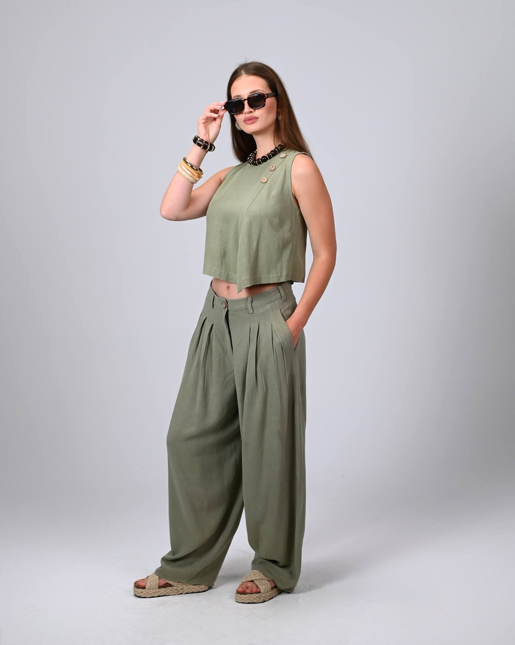 Terra Linen Pants Olive