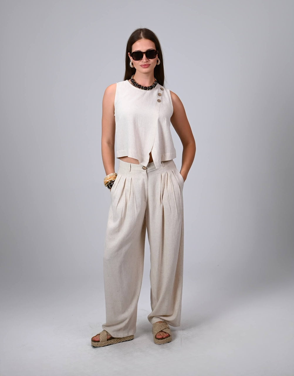Terra Linen Pants Off white