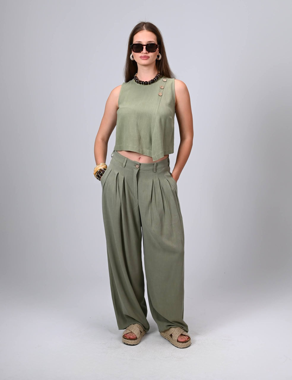 Terra Linen Pants Olive